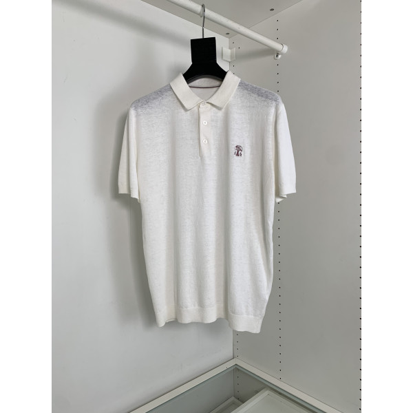 클래식 로고 자수 플립 칼라 숏 슬리브 폴로 셔츠
