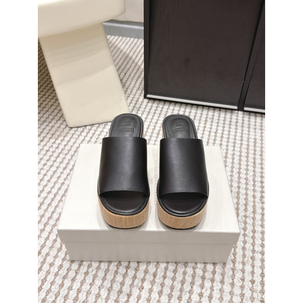 두꺼운 밑창 경사 굽 슬리퍼