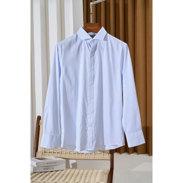 세로 스트라이프 긴팔 셔츠