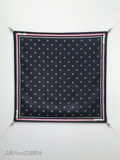 양면 사선 무늬 실크 스카프