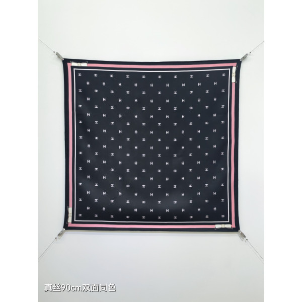 양면 사선 무늬 실크 스카프