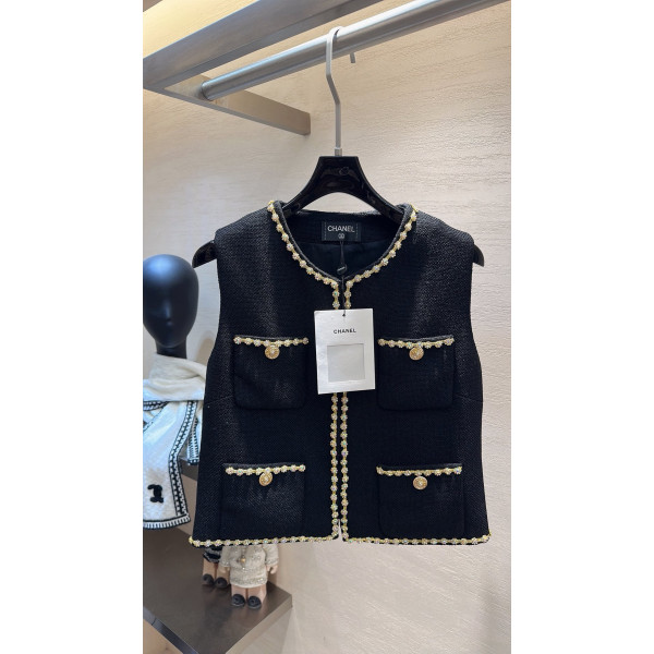 수공 금드릴 장식 플라워 니 조끼