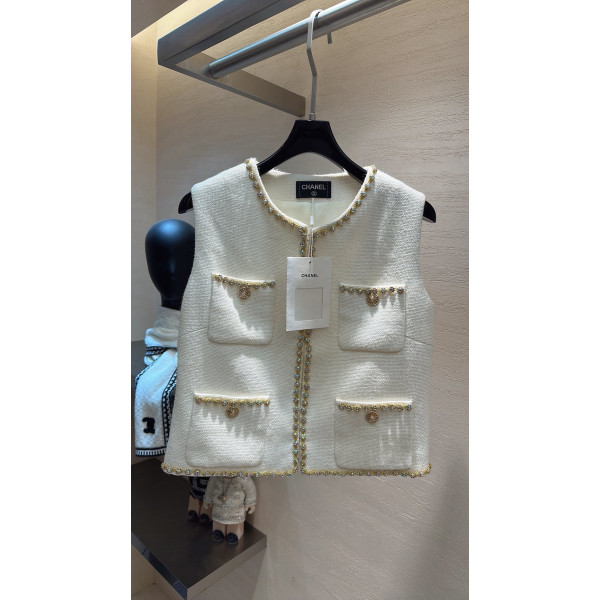 수공 금드릴 장식 플라워 니 조끼