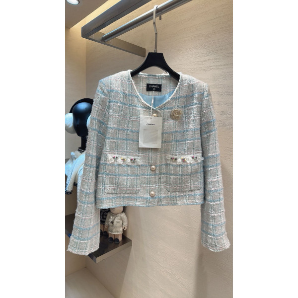 체크 패턴 트위드 재킷