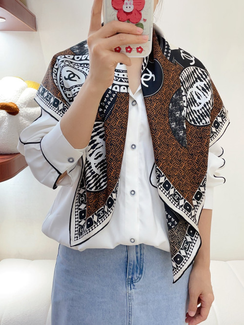 빗살 실크 스퀘어 스카프