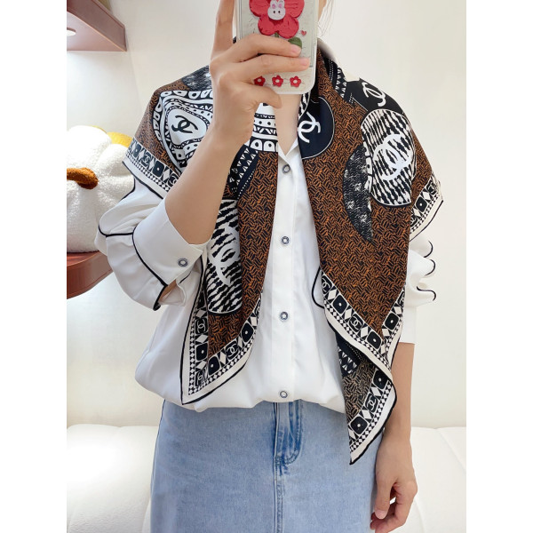 빗살 실크 스퀘어 스카프