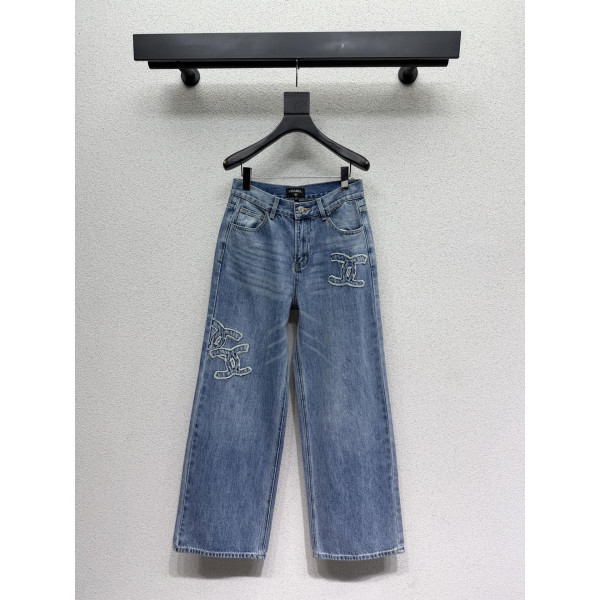 패치 자수 로고 청바지