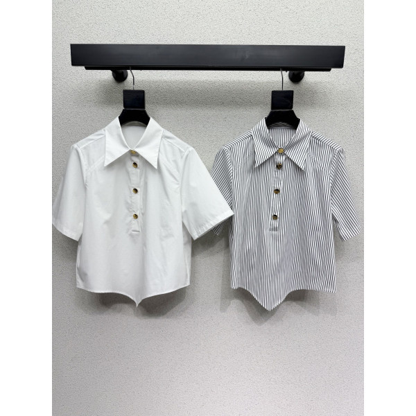 숏 크롭 숏슬리브 셔츠