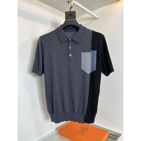 양면 직조 라운드넥 니트 셔츠