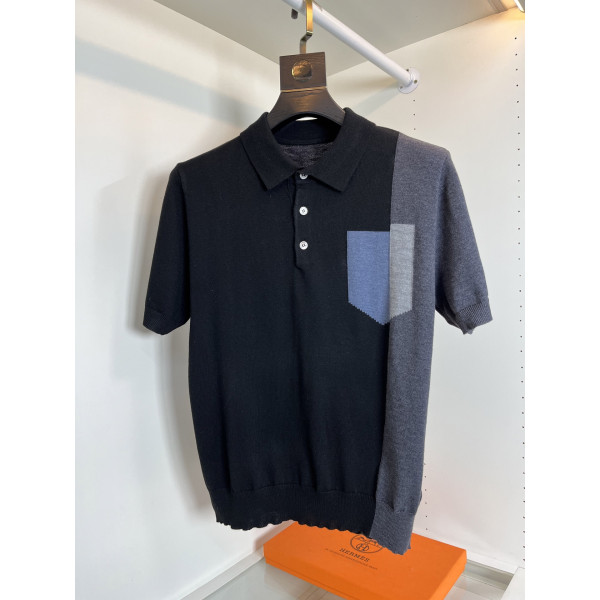 양면 직조 라운드넥 니트 셔츠