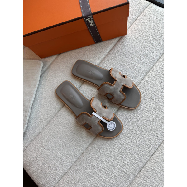 편직 H면 클래식 가죽 샌들