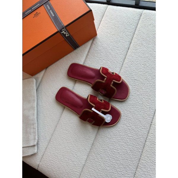 편직 H면 클래식 가죽 샌들