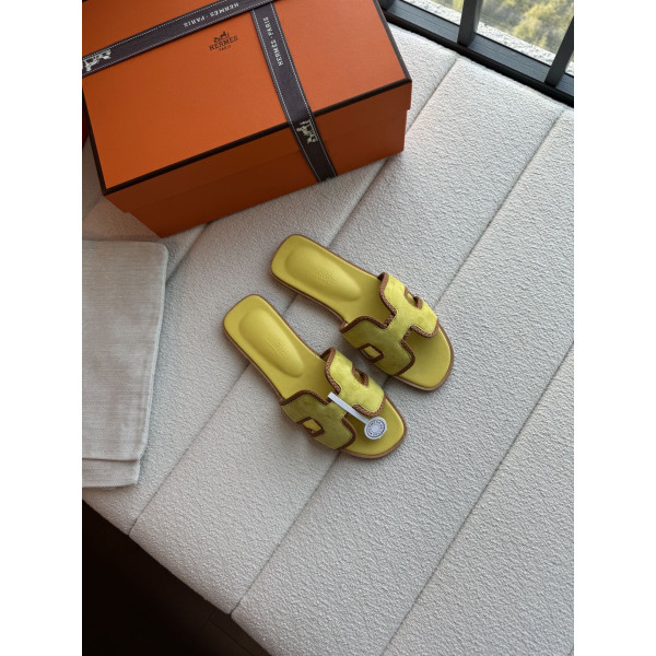 편직 H면 클래식 가죽 샌들