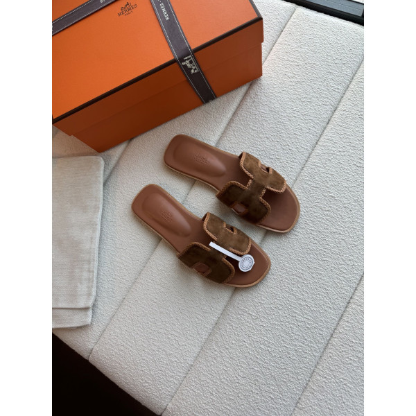 편직 H면 클래식 가죽 샌들