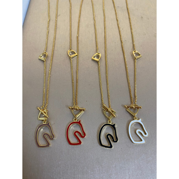 에나멜 작은 말 목걸이