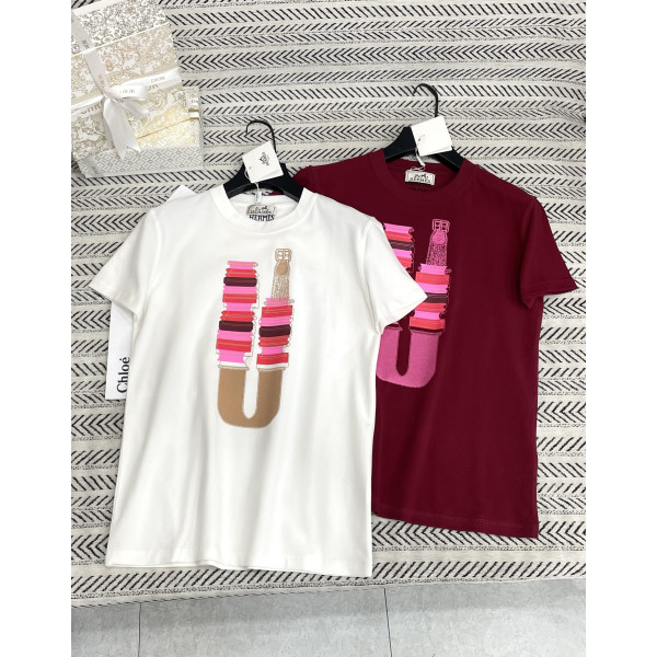 컬러 블록 프린트 알파벳 패턴 티셔츠