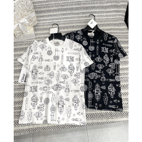 로고 패턴 인쇄 알파벳 티셔츠