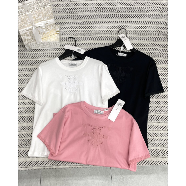 자수 알파벳 패턴 스티치 셔츠