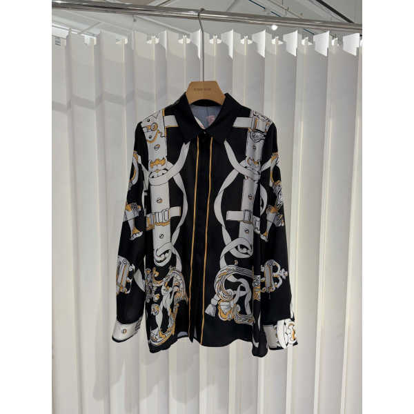 실크 인화 롱슬리브 셔츠