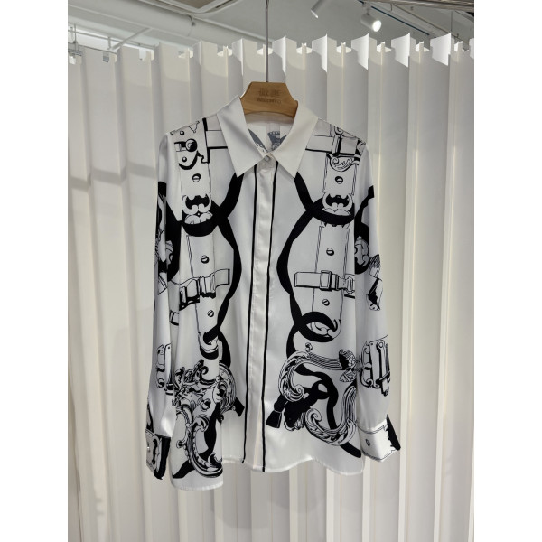 실크 인화 롱슬리브 셔츠