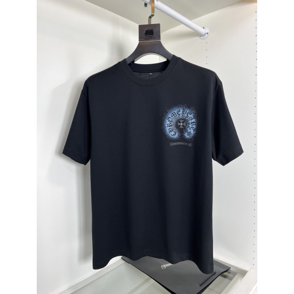 클래식 플라워 프론트 앤 백 헤비워크 디자인 미크로 브로드 라운드넥 숏슬리브 티셔츠