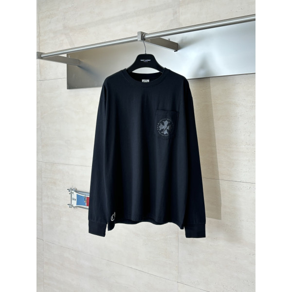 빈티지 산스크리트 십자가 롱슬리브 티셔츠