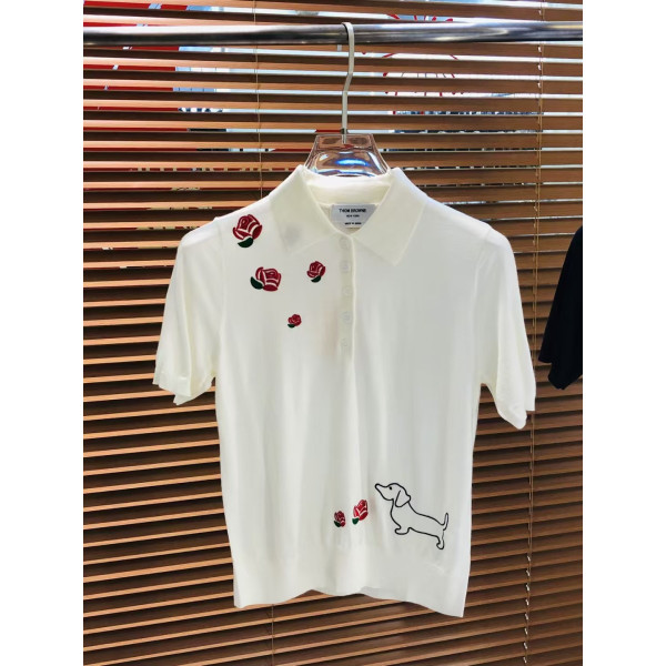 장미꽃 작은 개 니트 폴로