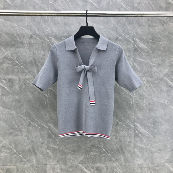 여성용 니트 숏슬리브 폴로