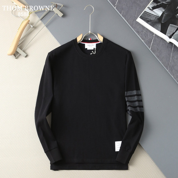 클래식 컬러 위브 스트라이프 라운드넥 롱슬리브