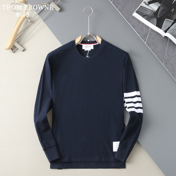 클래식 컬러 위브 스트라이프 라운드넥 롱슬리브