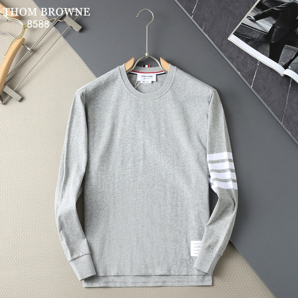 클래식 컬러 위브 스트라이프 라운드넥 롱슬리브