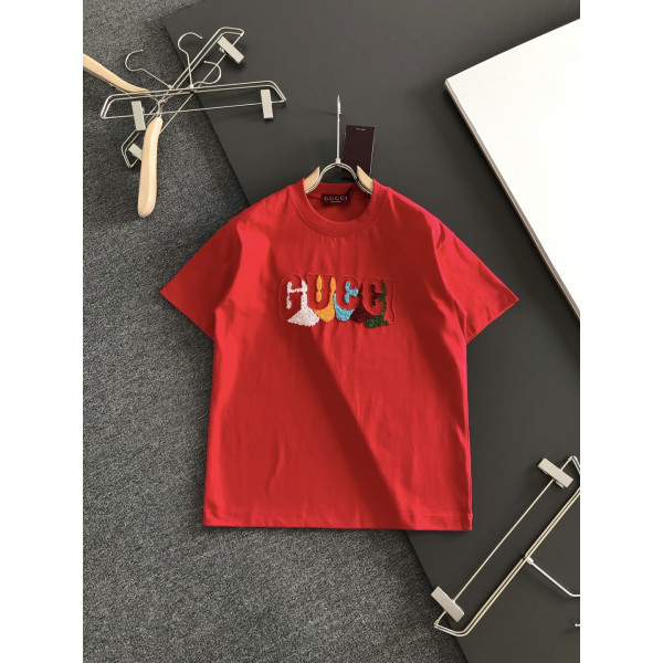 자수 라운드넥 티셔츠