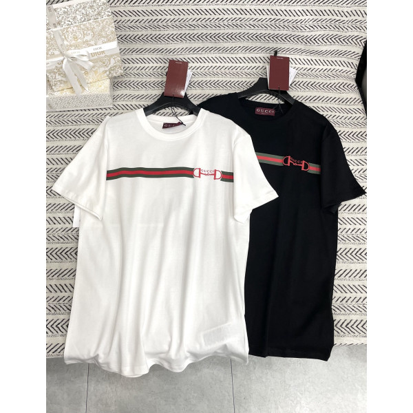 체인 프린트 알파벳 패턴 티셔츠