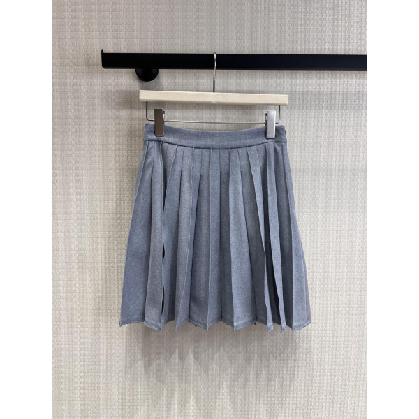 플리츠 미디 스커트