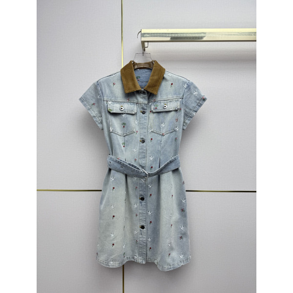 벨벳 칼라 반팔 원피스