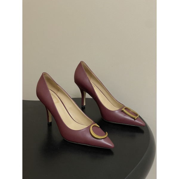 26ss早春新款Dior迪奥最新走秀款CD字母五金扣高跟鞋复古风细高跟单鞋小猫跟矮跟单鞋