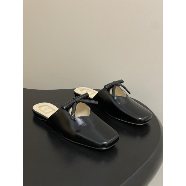 CD 로고 나비결 플랫 토캡 뮬 슬리퍼