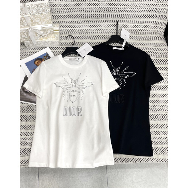 꿀벌 패턴 자수 알파벳 티셔츠