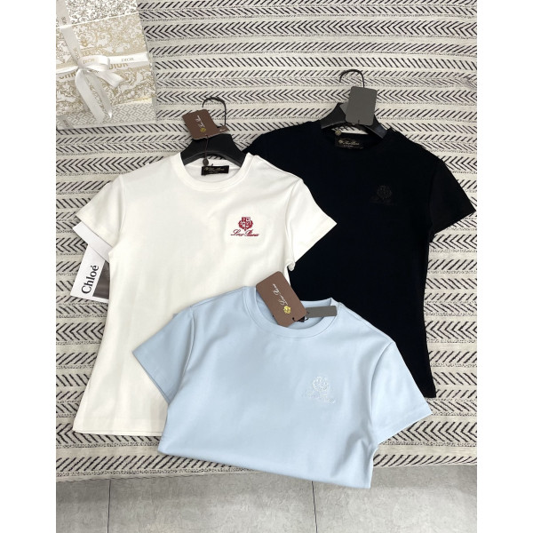 심플 자수 알파벳 소형 티셔츠