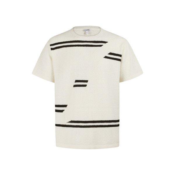 가벼운 텍스처 울 라운드넥 자수 티셔츠