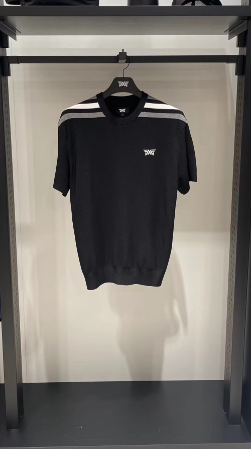 PXG 남성 니트 라운드 반팔 티셔츠