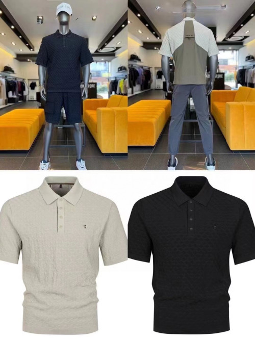 어메이징크리 남성 니트 카라 반팔 티셔츠