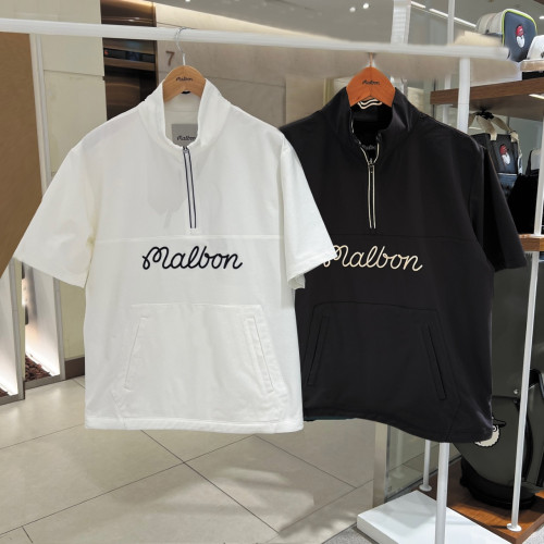 말본 골프 하프집업 스탠드넥 반팔 티셔츠