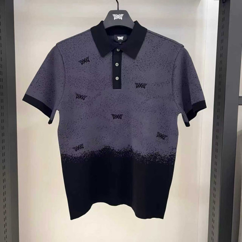 PXG 남성 그라데이션 카라 니트 반팔