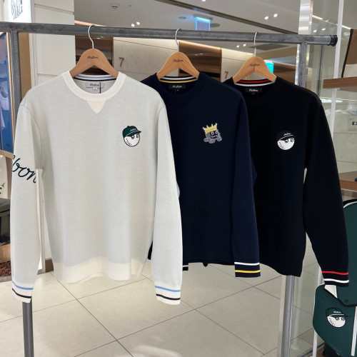 말본 남성 25FW 골프 자수 라운드 니트