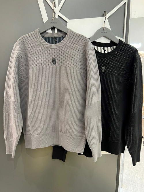 어메이징크리 24FW 남성 라운드넥 스컬 니트