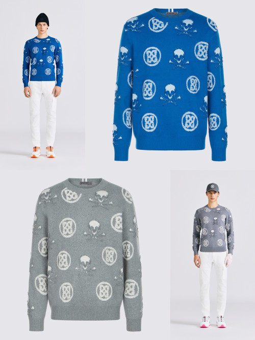 지포어 남성 인기 모델 착용 자카드 니트 스웨터