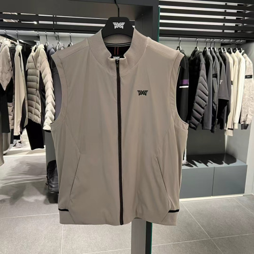 PXG 25 가을 겨울 남성 로고 배색 방풍 집업 베스트