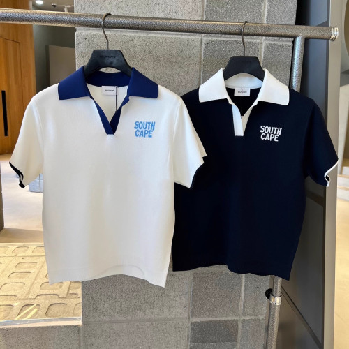 사우스케이프 여성 니트 카라 반팔 티셔츠