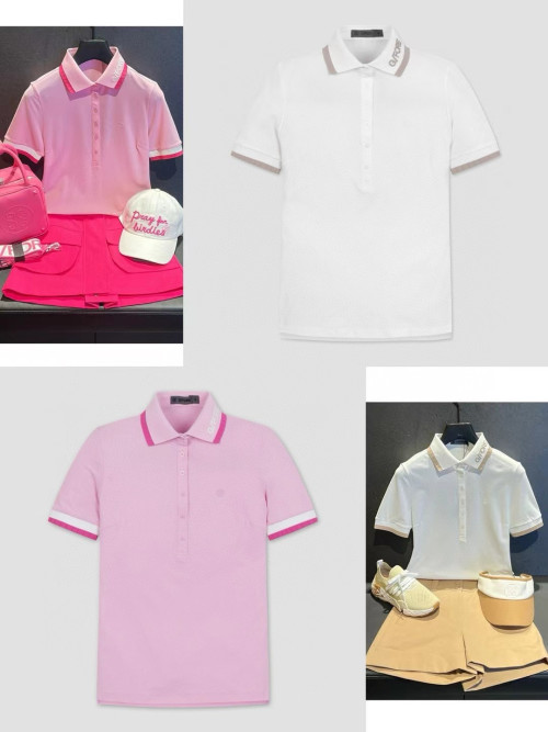 지포어 여성 버튼 카라 반팔